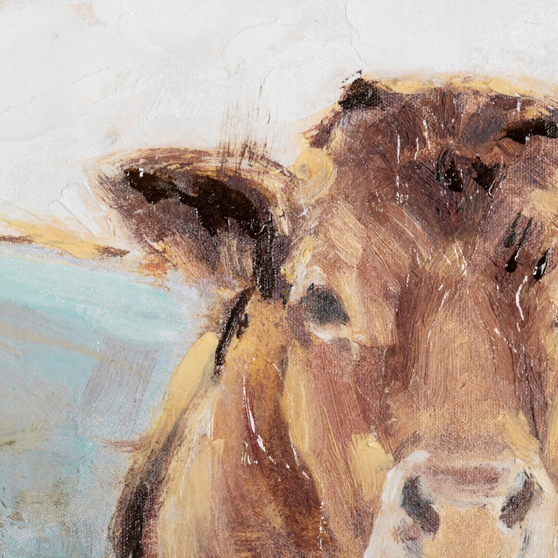 Moo-ving IV by Ethan Harper a Hand Embelished Textured Canvas, 41" H x 41" W x 1.5" D