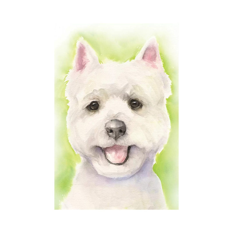 Westie Light Background by George Dyachenko - Painting on Canvas, 101.6cm H x 66.04cm W x 3.81cm D, Wrapped Canvas