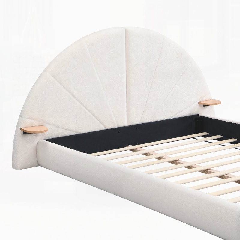 Unique Arched Boucle Bed with Small Table