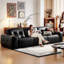 Canapé modulaire noir en similicuir-1465682886