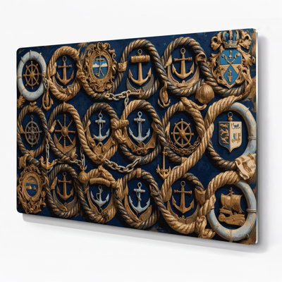 Nautical Maritime crests Gray Metal Wall Art