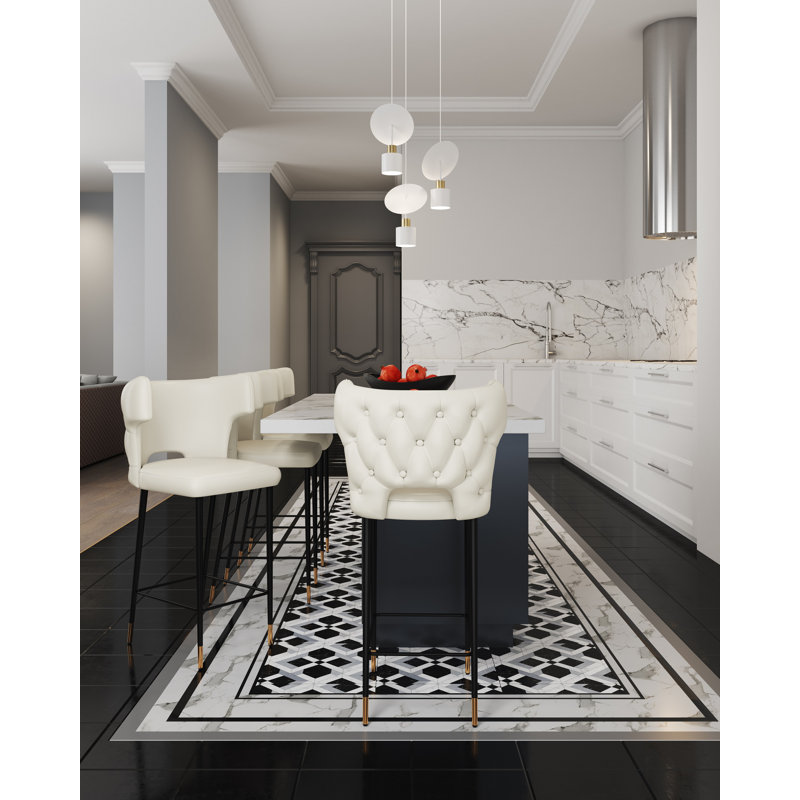 Hendon Upholstered Counter Stool with Metal Frame, Cream, Counter Stool (26" Seat Height), 3