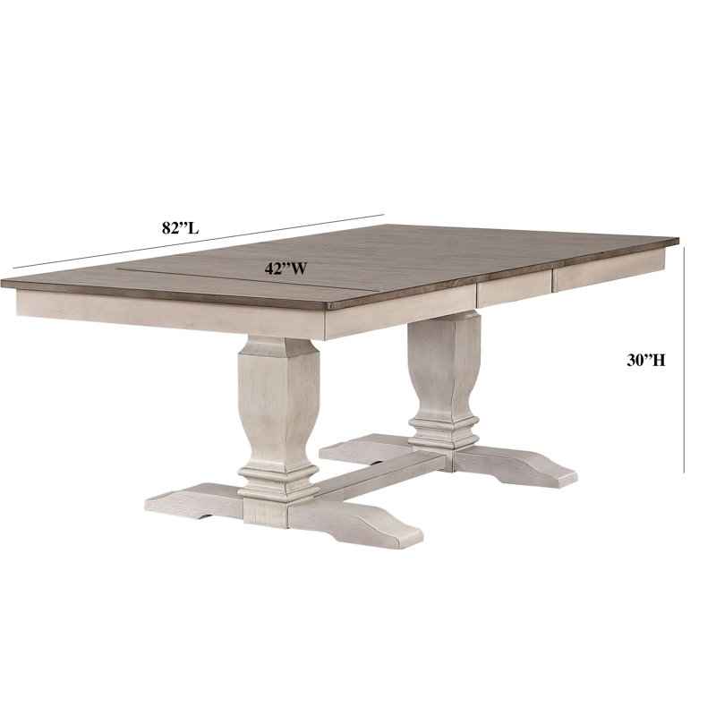 Ensemble de salle à manger extensible à 5 piédestaux en bois massif Conesha