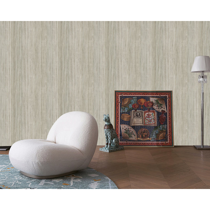 Elegance Collection Vertical Stripe Shimmer Finish Wallpaper Roll, Cream