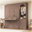 Grand lit escamotable brun avec tablettes de rangement, lumières DEL et 3 tiroirs