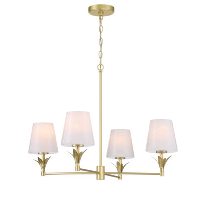 Gainesville 4-Light Modern Dimmable Gold Cloud Linear Chandelier with Glass Shades