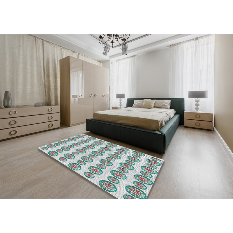 Tapis gris/bleu sea patterned, Rectangle 5 pi x 7 pi