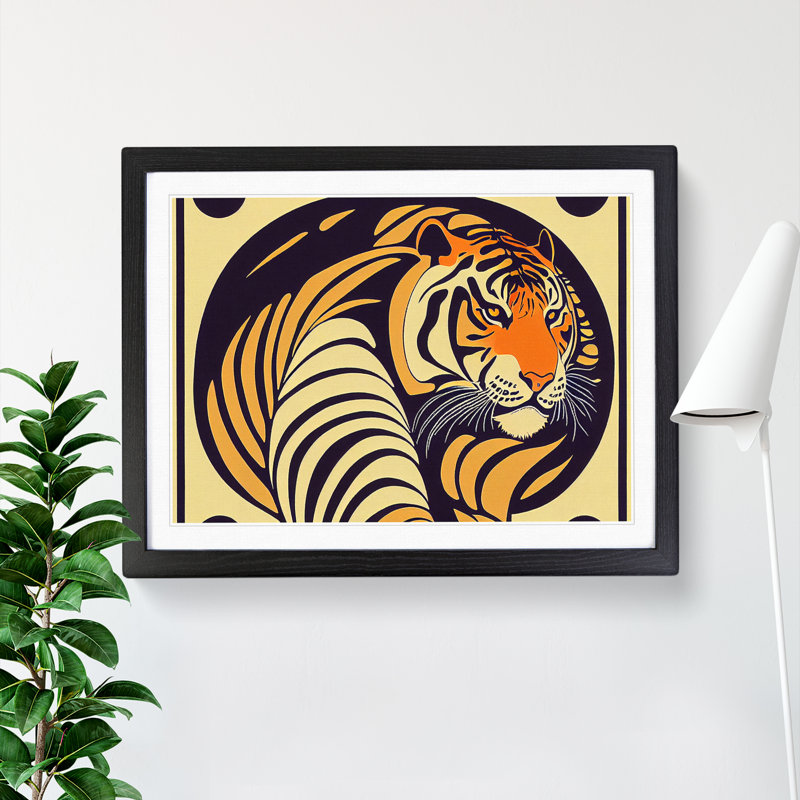 Tiger Vol.2 Abstract - Single Picture Frame Print, Black Framed, 46cm H x 64cm W x 2cm D