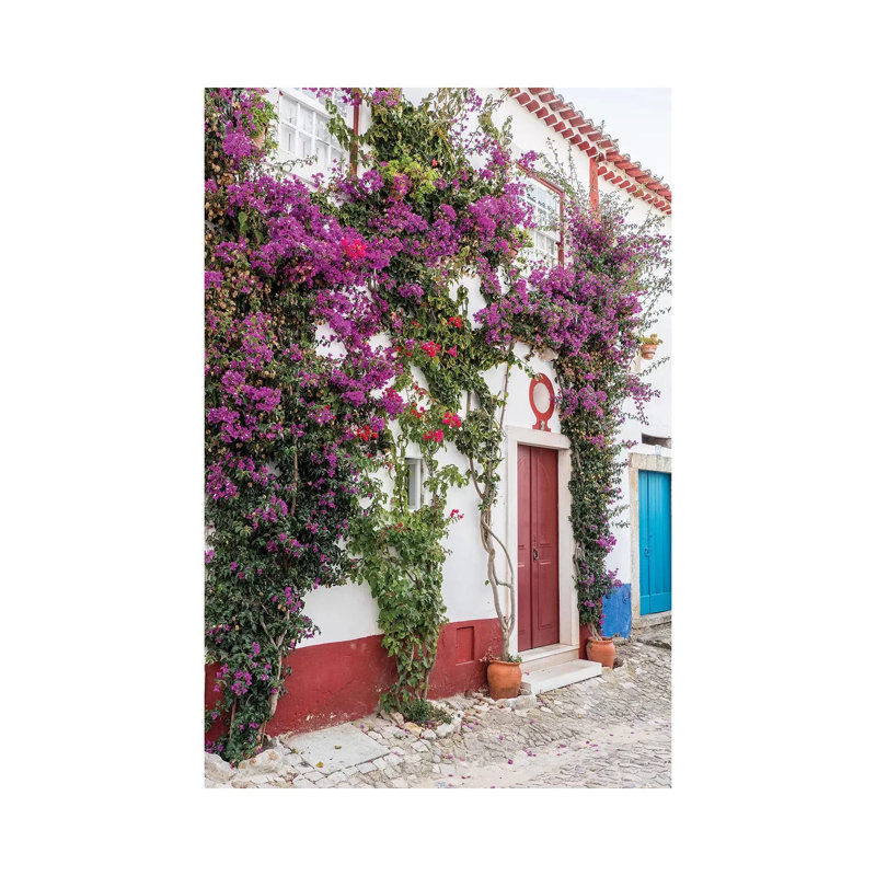 Beautiful Bougainvillea Blooming In Town III, Portugal, Obidos, Portugal by Julie Eggers - Wrapped Canvas Print