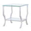 Table de bout carrée en verre avec finition réfléchissante, idéale pour différents styles de meubles, avec une surface de 22 pouces de haut et un design élégant,
