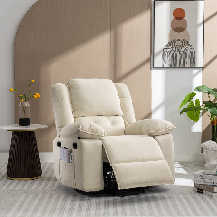 Emmaclaire Upholstered Lift Assist Recliner Latitude Run Body Fabric: Beige 100% Linen