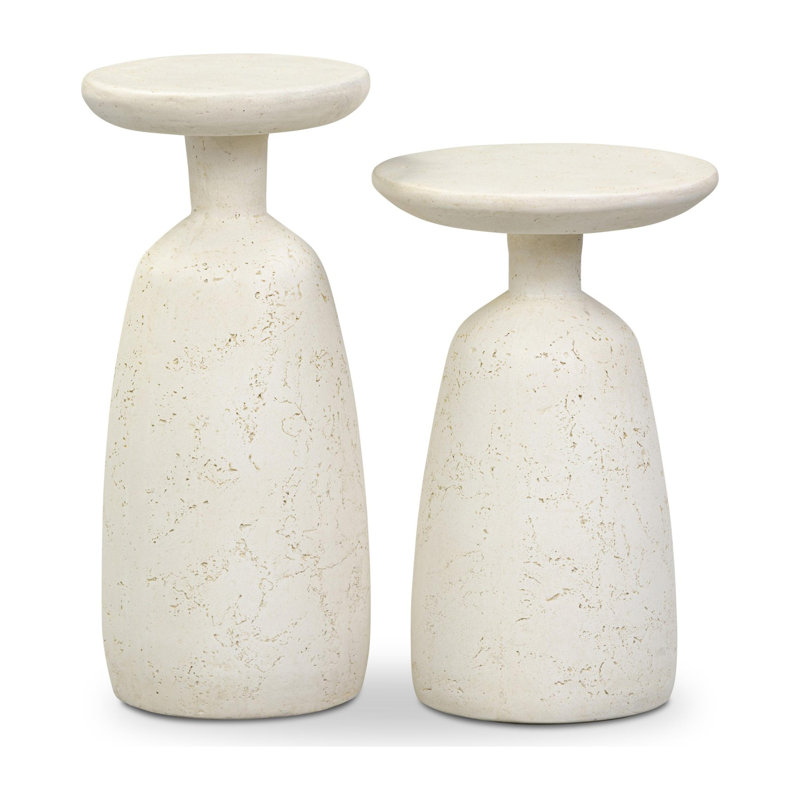 Tables de bout gigognes d'extérieur Ramara - Béton blanc vieilli