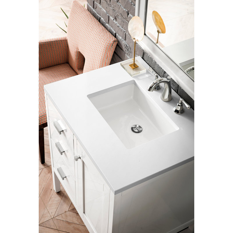 Addison 30'' W Single Vanity, Glossy White, White Zeus, 8" Widespread