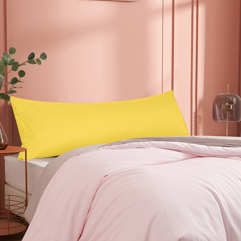 Body Pillow Cover, 1800 Brushed Microfiber Body Pillowcase with Envelope Closure - 20x54 Inches - NTBAY, Yellow , 1