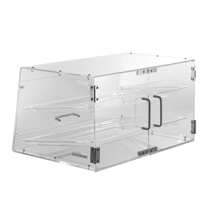 Clear Acrylic 2-Tier Pastry Display Case with Rear Door