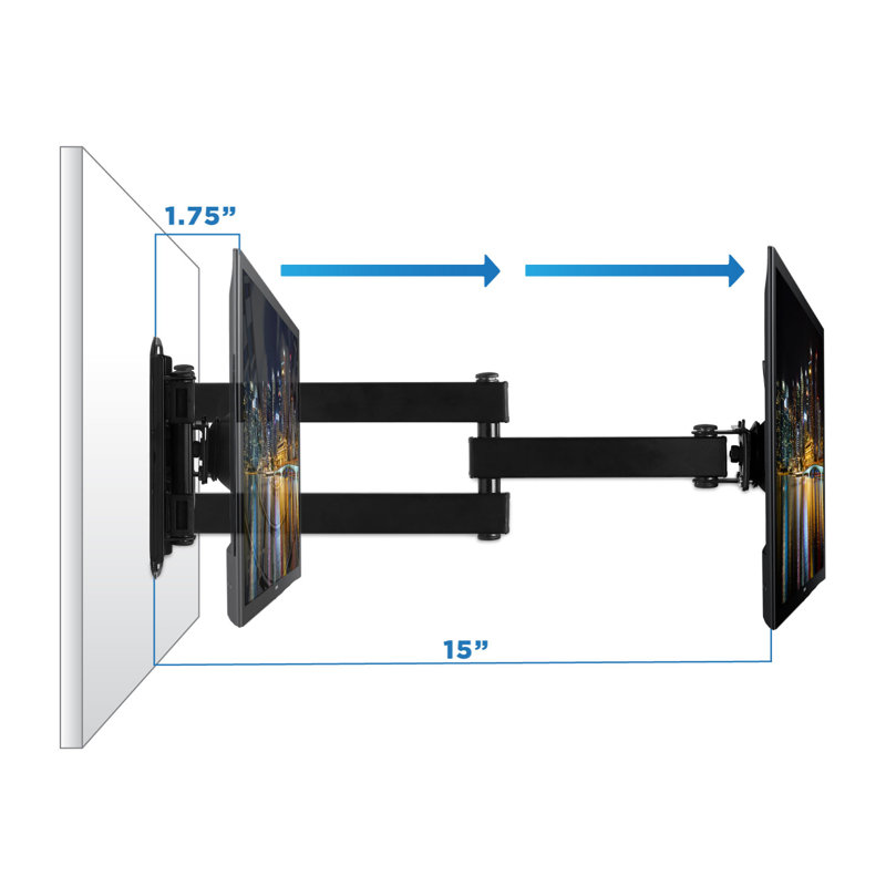 Mount-It! Full Motion TV Wall Mount Bracket w/ 15" Extension Articulating Tilt Arm | Fits 17-47 in.