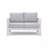 50" All-Weather Aluminum Patio Loveseat With Thick Light Gray Cushions & White Frame-1973215025