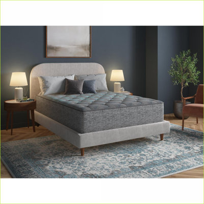 Mattresses | Restonic 13” Firm Hybrid Mattress with Pocketed Coils &amp; Cooling, Twin | Grey+Blue | Foam