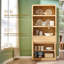 Bibliothèque Maud de 72 po de hauteur avec portes et tiroir, grande étagère à 5 niveaux avec tablettes réglables, bibliothèque polyvalente à profil courbé-865659442