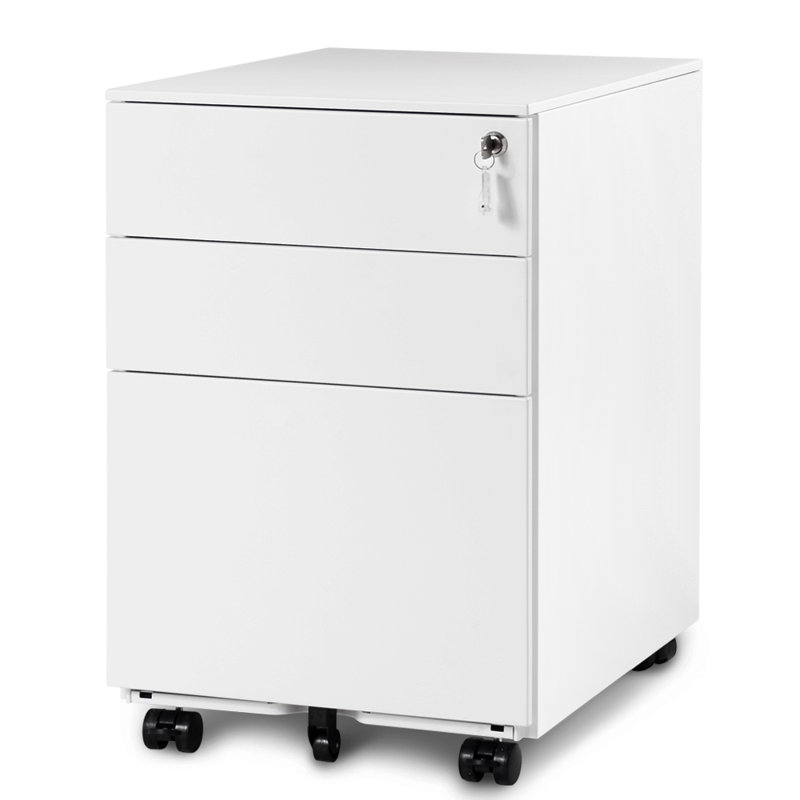 Monica 39cm Wide 3 -Drawer Mobile Steel File Cabinet