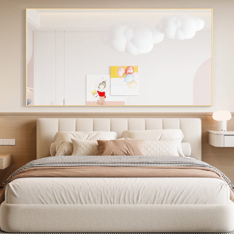 Aluminium Rectangle Mirror with Hooks, Gold, 198cm H x 96cm W