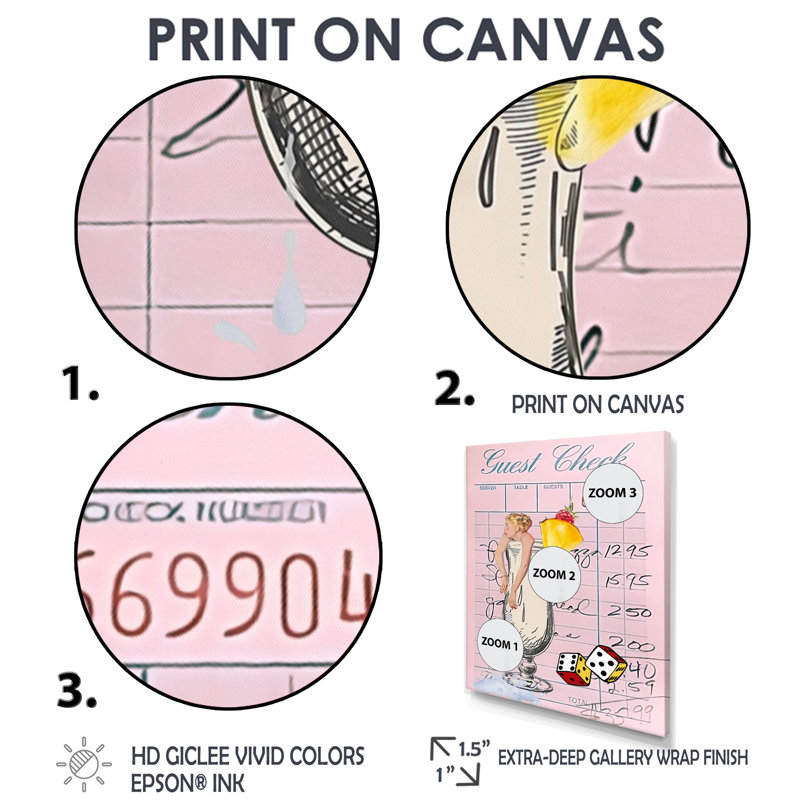 «Happy Check», art mural, salon, Toile encadrée flottée blanche, H 44 po x l 34 po x P 1,5 po