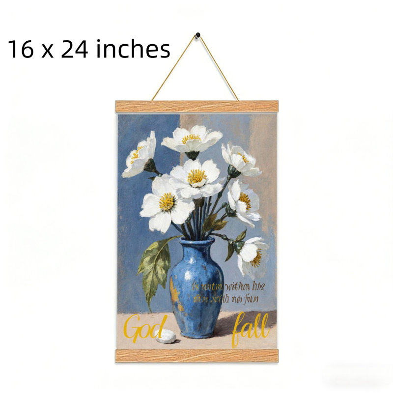 Crochet mural en bois blanc, nature morte, parchemin suspendu 16 x 24