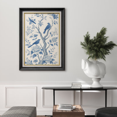 Premium Framed Artwork - Vintage Bids Print for Living Room Decor - 26"x36"