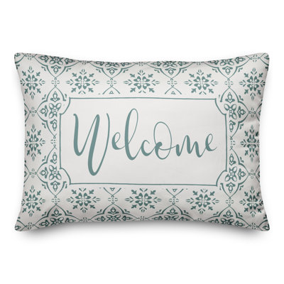 Housse de coussin rectangulaire d'extérieur Alguno Welcome Medallion