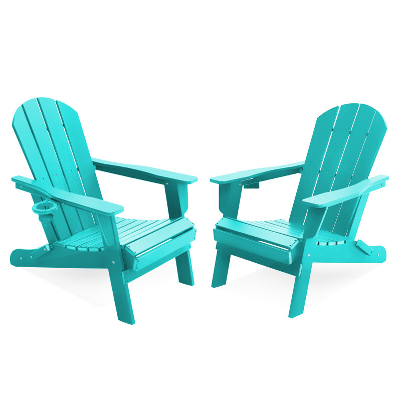 Folding Resin Adirondack Chairs (set Of 2), Blue