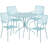Amaaya 35.25'' Round Indoor-Outdoor Steel Patio Table Set with Square Back Chairs-2019883308-2110681894