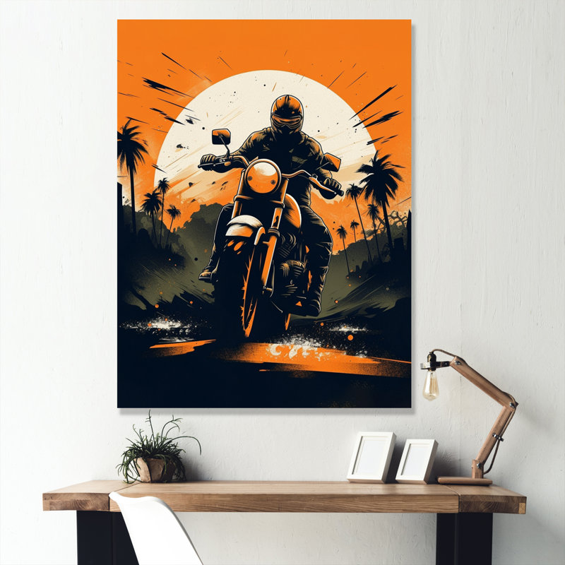 «Moto Roaring Down The Boulevard II», art mural sur toile, L 12 po x H 20 po, Toile tendue