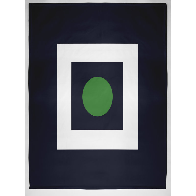 Elzora Plain Weave / Muslin Throw Blanket, Navy/Green