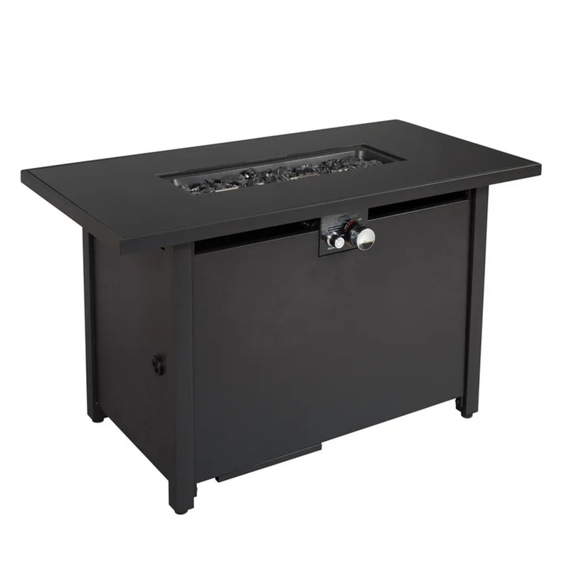 Table foyer noir 42 po, 50000, brûleur en acier inoxydable, foyer moderne et élégant, métal, design contemporain avec brûleur