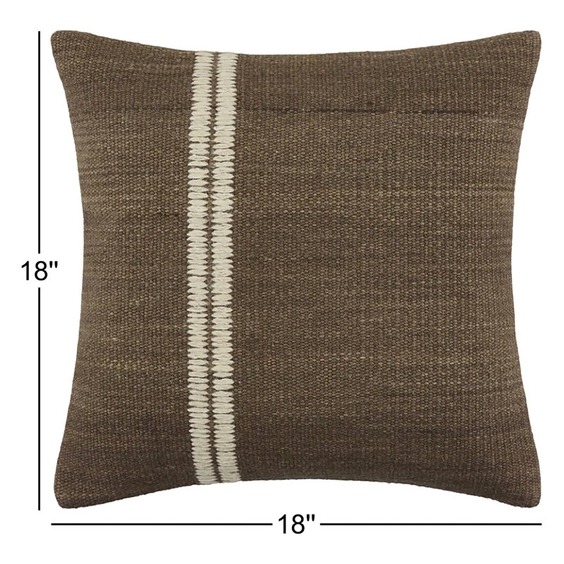 Coussin décoratif Jundah, Carré 18 po, Polyester, Marron foncé