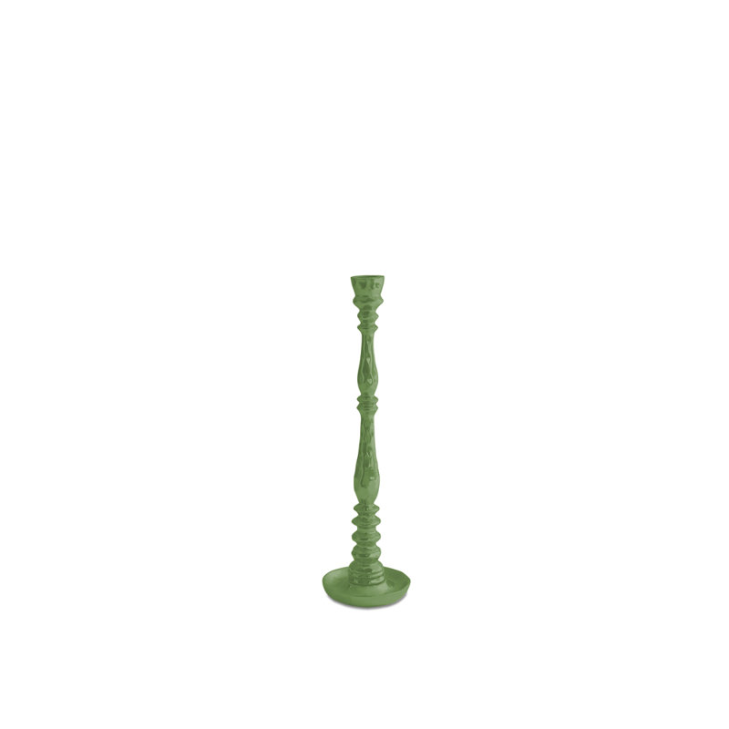 Encanto Candlestick, Leaf Green, 13.5 H x 3.5" W x 3.5"D