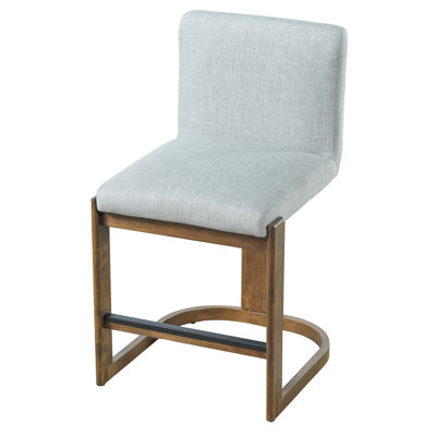 Ensemble de tabourets de bar modernes avec pieds en bois d'hévéa massif et revêtement en lin