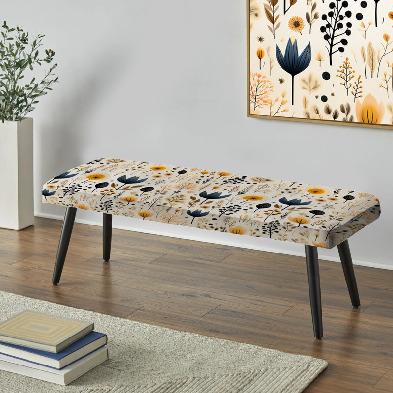 Banc rembourré Plants, Simplicity In Blue Scandinavian Flowers
