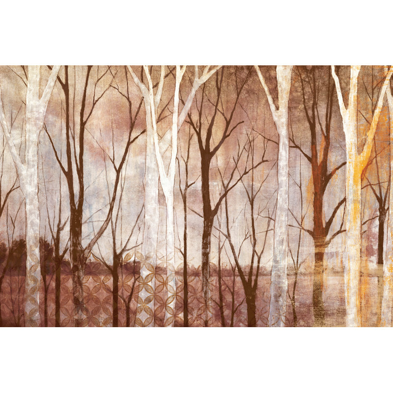 Painted Brown Trees - Wrapped Canvas Painting, 30cm H x 46cm W x 3.8cm D