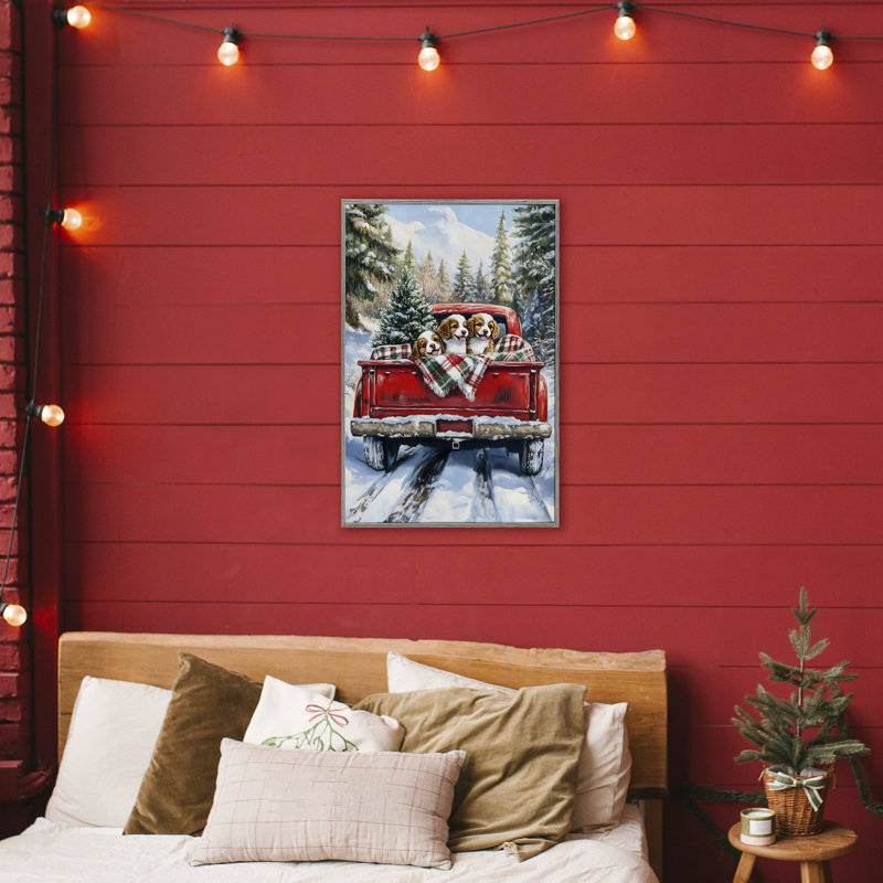«Christmas Truck Pups Trio», estampe numérique, conception de Petal Prints Design, H 30 po x l 20 po