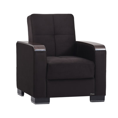 Neubauer Fabric Upholstered Convertible 31" Armchair Sleeper with Storage – Firm Support Seating for Small Spaces