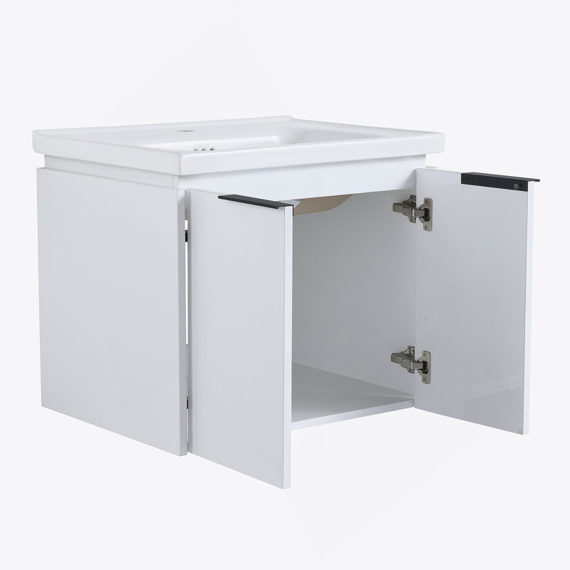 Meuble-lavabo à fermeture en douceur avec lavabo, convenant à une petite salle de bain