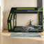 Lit mezzanine de jeu peu encombrant, structure en bois avec bureau RVB, design moderne