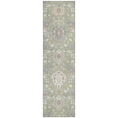 Ilyara Green Washable Indoor-Outdoor Rug - 
