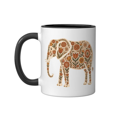 Elephant Floral Ceramic Mug, 11oz