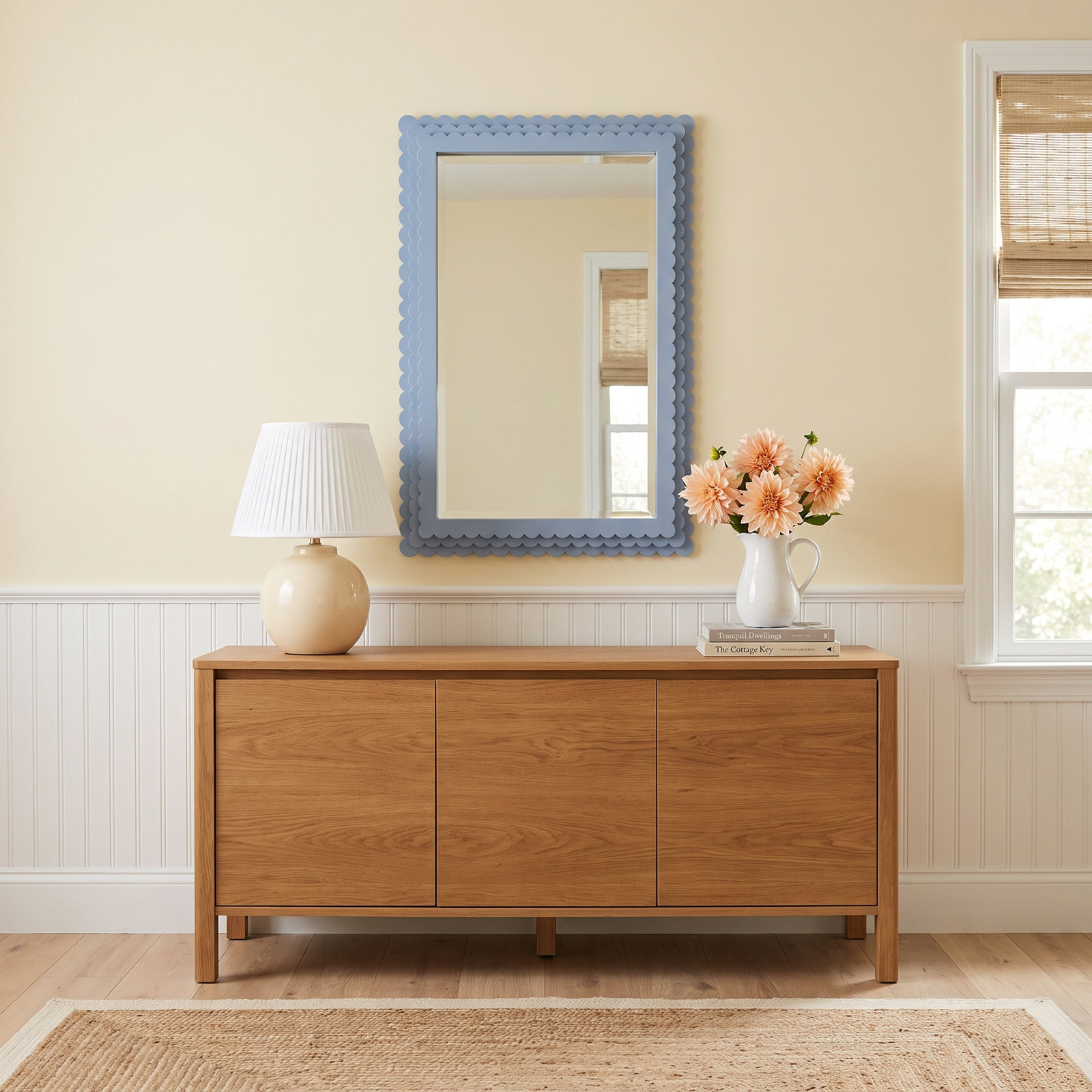 Pastel Scallop Mirror Blue, Blue