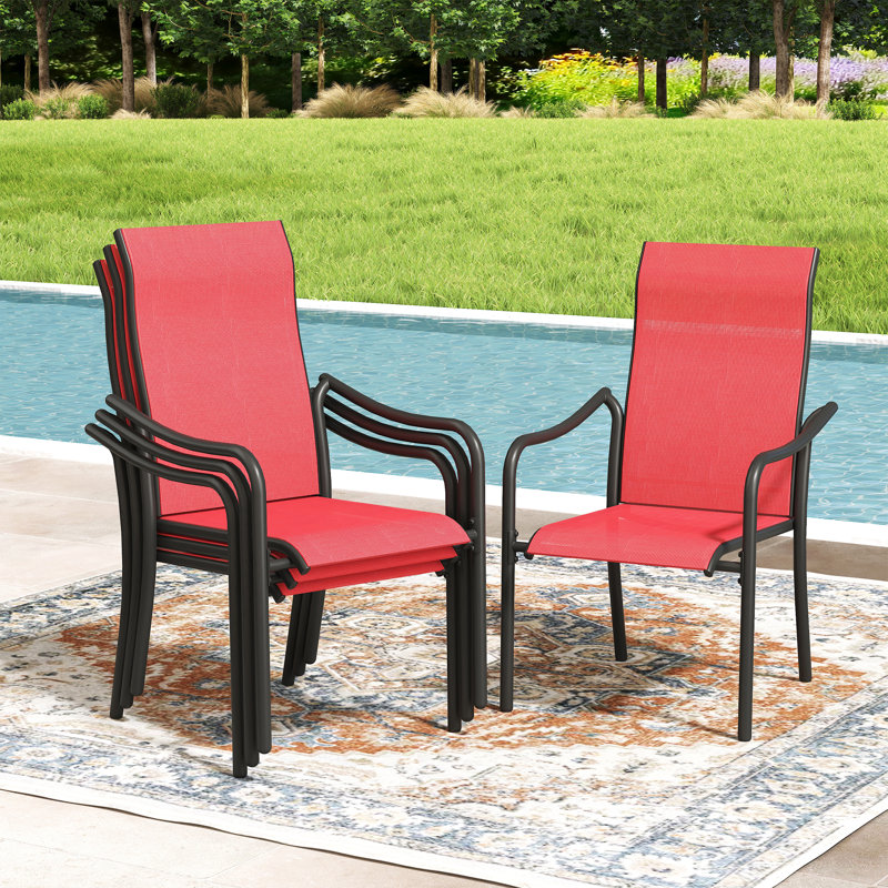 Fauteuils de salle à manger d'extérieur empilables, Gris