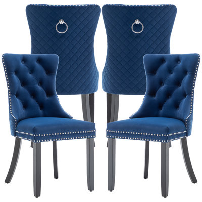 Ensemble de 4 chaises de salle à manger en velours, rembourrées avec garniture cloutée, Sillas de Comedor Modernas 2, chaises de cuisine en bois pour la salle à manger, la cuisine, la chambre à coucher