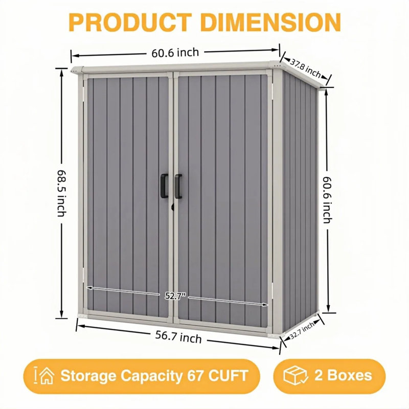Remise de rangement horizontale l 5 pi x P 3 pi, Gris
