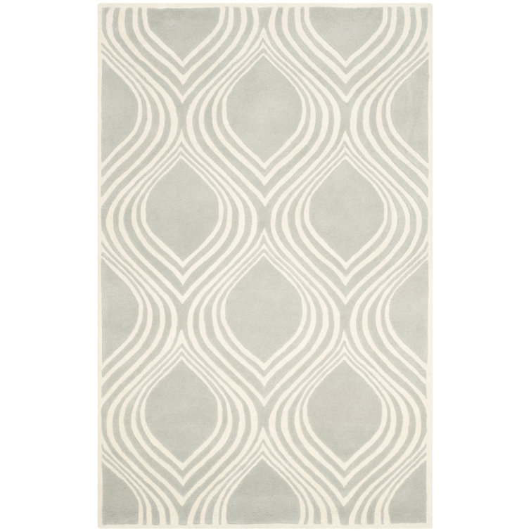 Tapis gris / ivoire en laine touffeté à la main Oglesbee